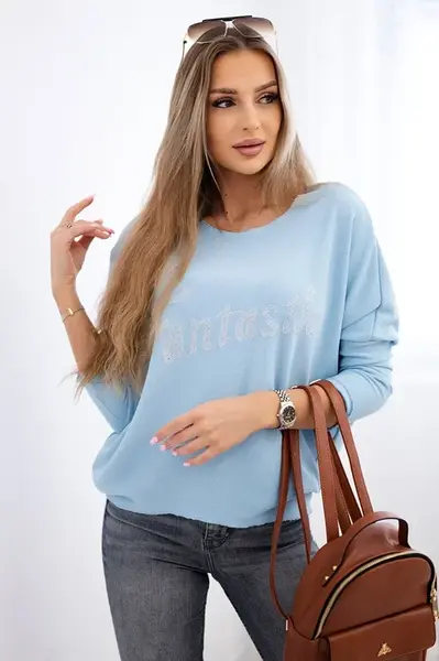 Kesi Włoski Halenka s nápisem Fantastic modrý