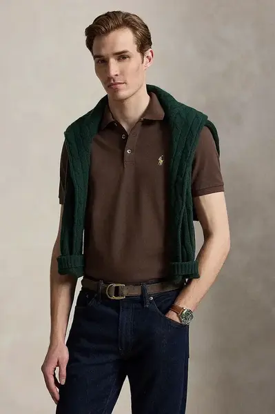 Polo Ralph Lauren polo tričko pánske bavlnené s elastanom