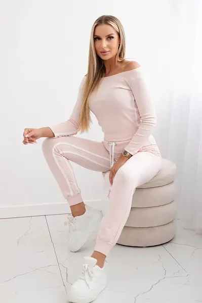 Sada s dvojitým pruhem pudrově růžové