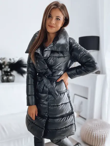 Dlouhá dámská bunda bez kapuce LONDON PREMIUM černá Dstreet