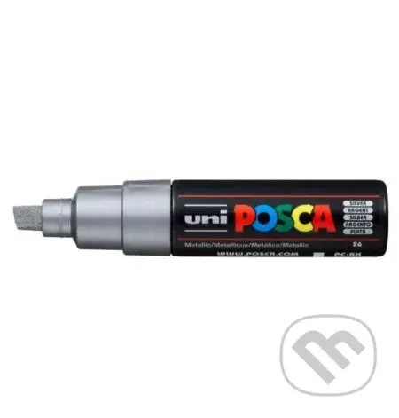Posca akrylový popisovač PC-8K, 8 mm, stříbrná (se širokým, seříznutým hrotem)