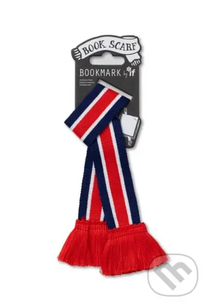 Záložka do knihy - šál (červená, modrá, biela)