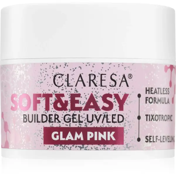 Claresa Soft&Easy Builder Gel podkladový gél na nechty odtieň Glam Pink 45 g