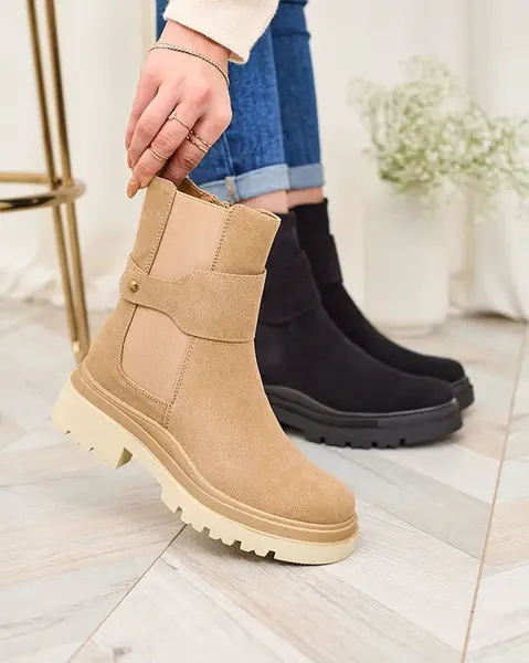 Resti Beige women's boots with decorative strap Doasa