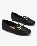Resti Black women's quilted moccasins with gold embellishment Wetifa