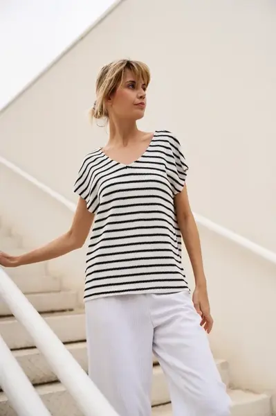 Marisse Women's T-Shirt L-Ts-4694 White_Black