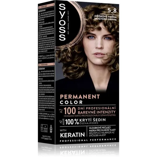 Syoss Permanent Color permanentná farba na vlasy odtieň 5_8 Oříškově hnědý 1 ks