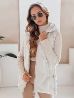 Dámska biela vesta s kapucňou