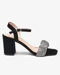 Resti Black women's sandals on a post with cubic zirconias Trieste - Footwear