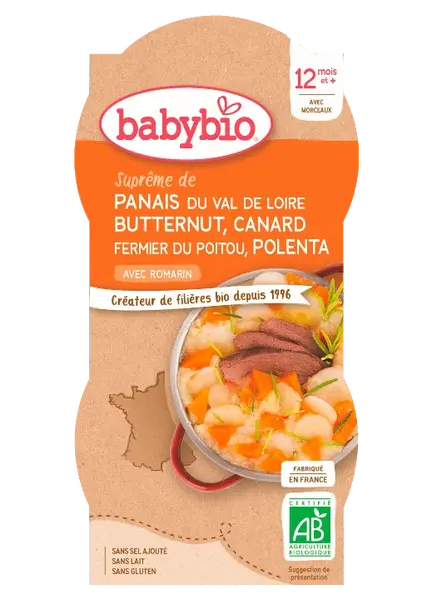 BABYBIO menu pastiňák s máslovou tekvicou, kačicou a polentou 2 x 200 g