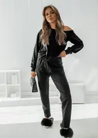 Resti Beige women's sweatshirt set with embellishments