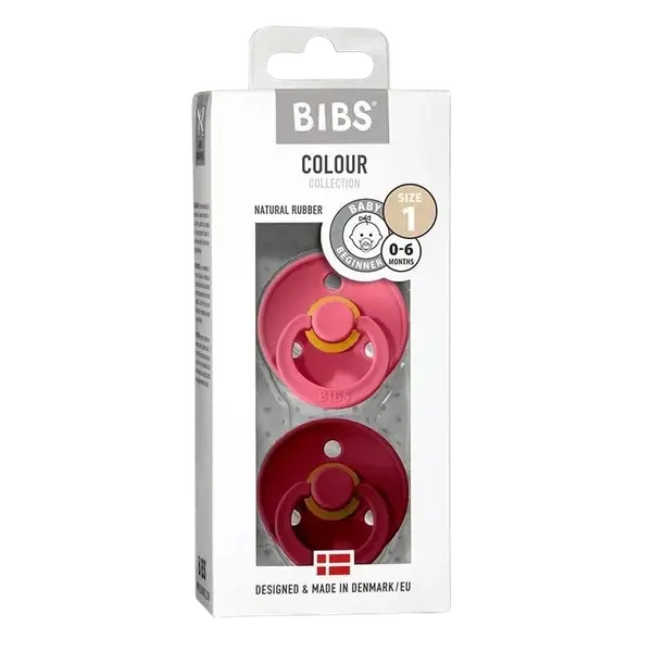 BIBS Colour Cumlíky z prírodného kaučuku - veľkosť 1, Coral/Ruby, 1 x 2 ks
