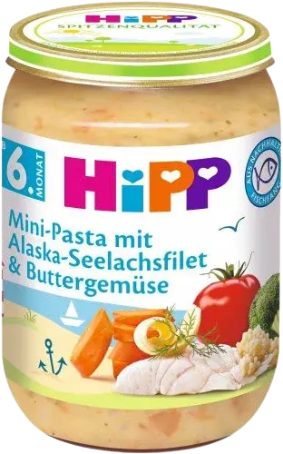 HIPP Mini cestoviny s aljašskou treskou v maslovej zelenine 190 g