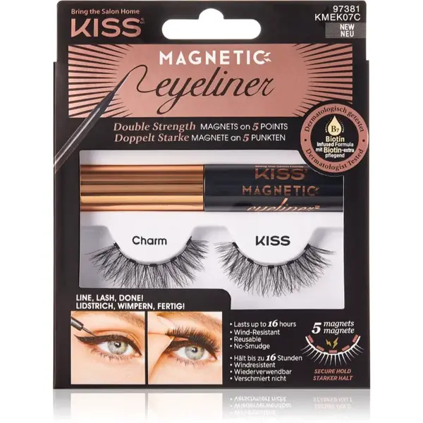 KISS Magnetic Eyeliner & Eyelash Kit magnetické mihalnice 07 Charm 1 pár