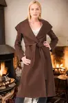 Z6679 DEWBERRY DÁMSKÝ KABÁT - JEDNODUCHÝ HNĚDÝ