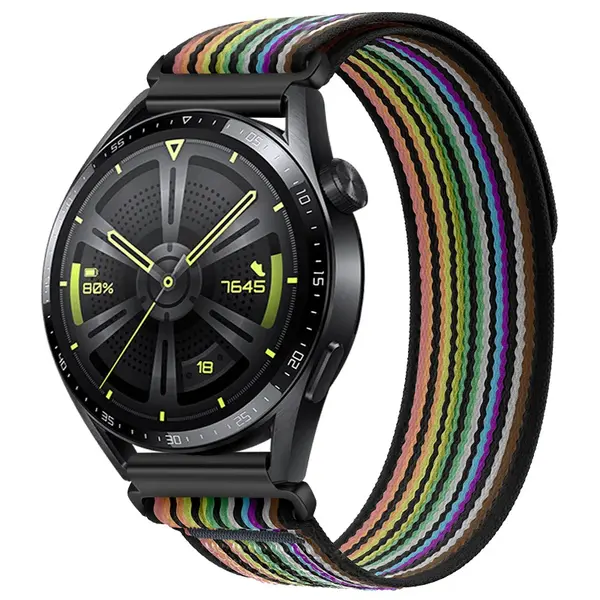 BStrap Velcro Nylon remienok na Garmin Venu 2, black rainbow