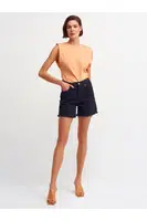 Dilvin Black Shorts With Feathered Legs Zilmod