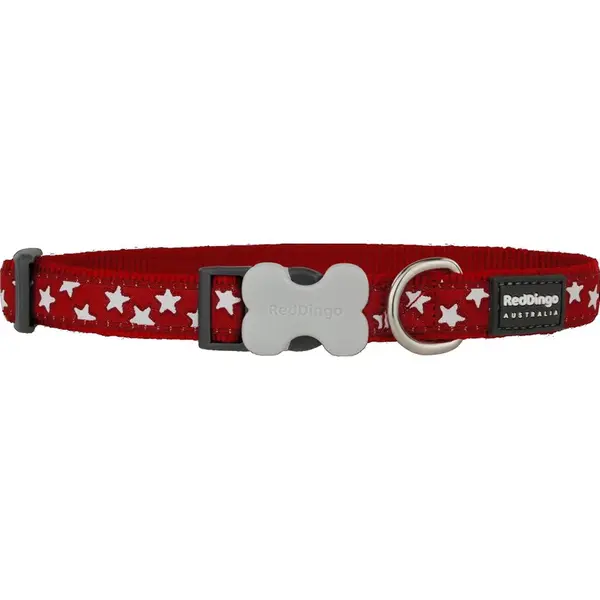Nylonový obojok Red dingo s hviezdičkami červený, Veľkosť: M