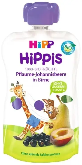 HiPP BIO 100% ovocie Hruška-Čierné ríbezle-Slivka