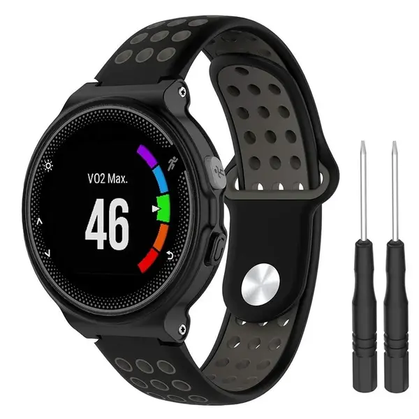 BStrap Silicone Sport remienok na Garmin Forerunner 235, black/gray