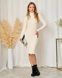 Svetrové midi šaty s rolákem