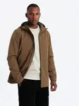 Ombre Men's lightweight storm jacket with hood - brown