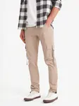 Ombre Men's STRAIGHT LEG cargo pants with striped pockets - sand