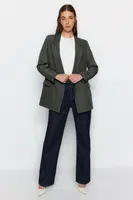 Trendyol Anthracite Lined Double Breasted Woven Blazer Jacket
