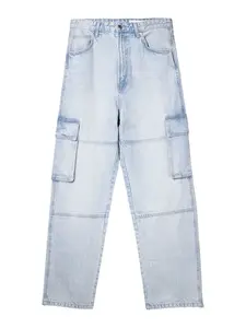 Bershka Rifľové kapsáče  modrá denim
