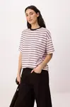 Trendyol Oversize tričko  rosé / čierna / biela