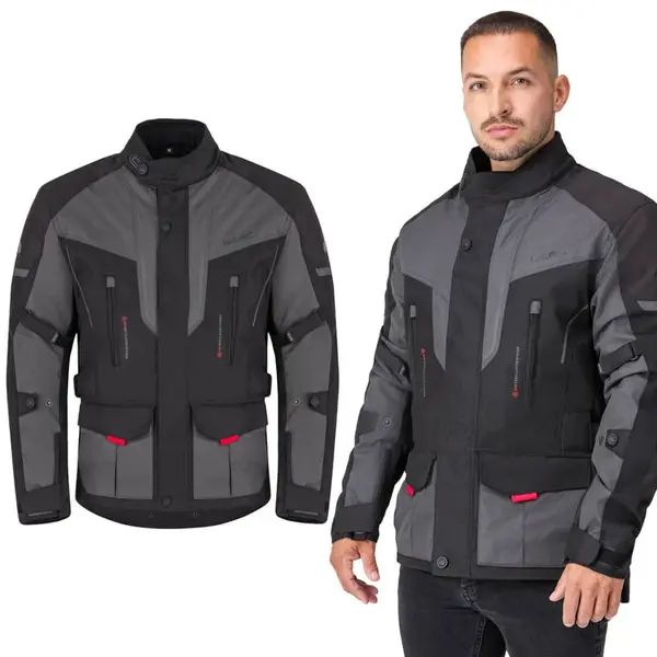 Pánská moto bunda W-TEC Xeniaq CE černo-šedá 4XL