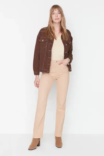 Trendyol Camel High Waist Bootcut Jeans
