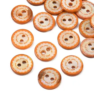 Wavy Edge Spray Painted Natural White Shell Buttons