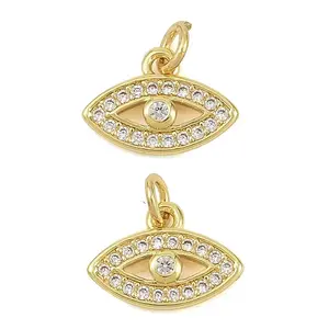 Brass Micro Pave Clear Cubic Zirconia Charms