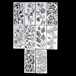 10Pcs 10 Styles PET Hollow Out Drawing Painting Stencils Templates