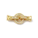 Rack Plating Brass Micro Pave Clear Cubic Zirconia Fold Over Clasps