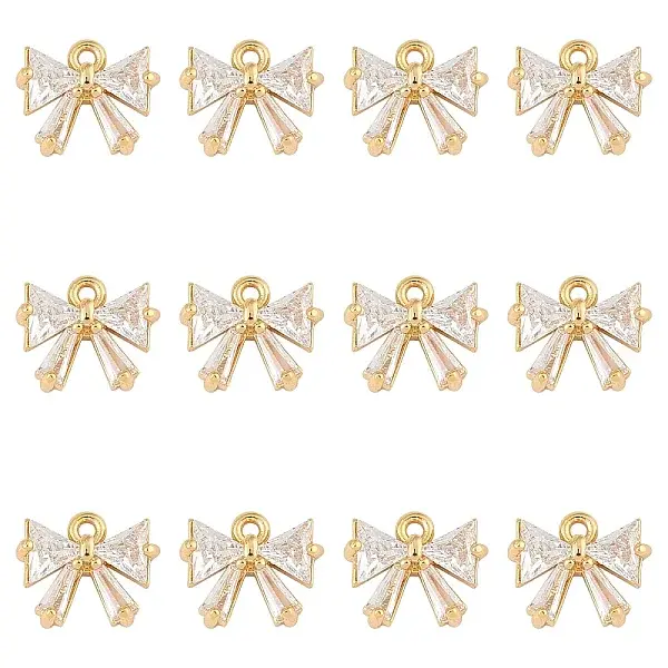 10Pcs Brass Cubic Zirconia Charms
