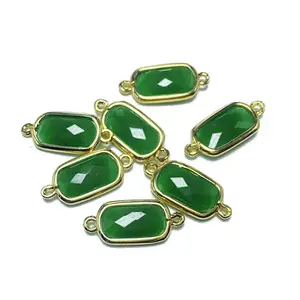 Rectangle Faceted Lampwork Connector Charms