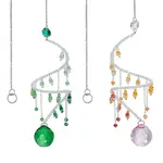 2Pcs 2 Colors Glass Teardrop Hanging Suncatchers