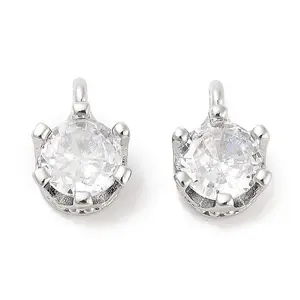 Brass Micro Pave Cubic Zirconia Charms