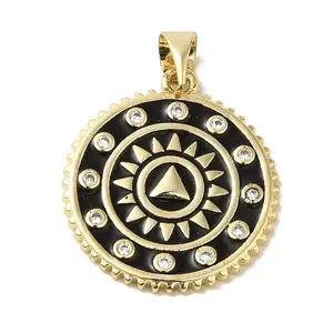 Brass Enamel Micro Pave Cubic Zirconia Pendants