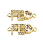Rack Plating Brass Pave Clear Cubic Zirconia FE Heart Links Connector Charms