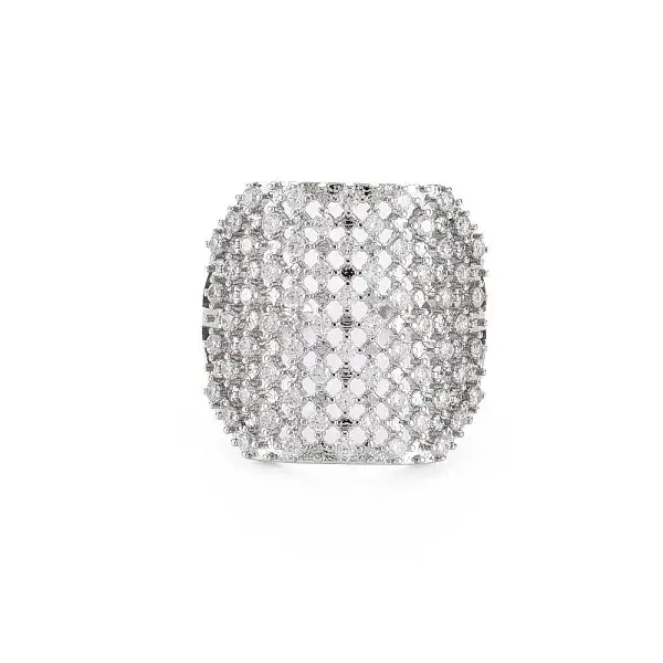 Brass Micro Pave Cubic Zirconia Cuff Rings