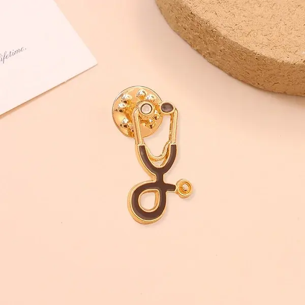 Stethoscope Shape Alloy Enamel Lapel Pin Backs for Backpack Clothes