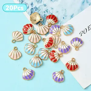 20Pcs 4 Colors Alloy Enamel Pendants