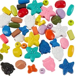 48Pcs 8 Style Spray Painted Alloy Beads