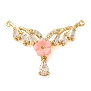 Brass Pave Clear Cubic Zirconia Pendants