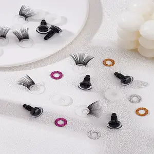 6Pcs 3 Colors Glitter Plastic Doll Craft Eyes with Eyelashes