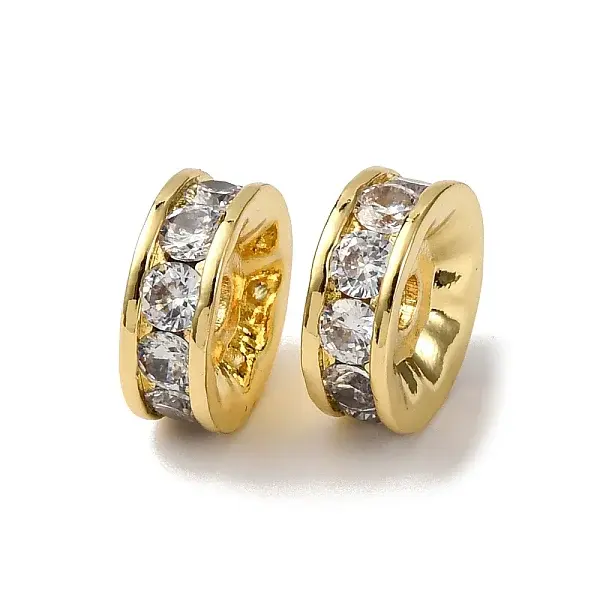 Brass Micro Pave Cubic Zirconia Beads
