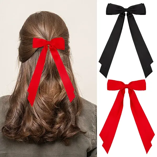 Big Bowknot Polyester Alligator Hair Clips